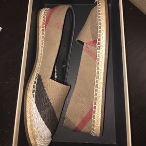 Burberry Hodgeson Check Espadrille Flat, Tan